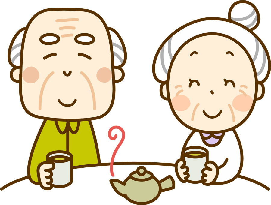 お茶を楽しむ老夫婦