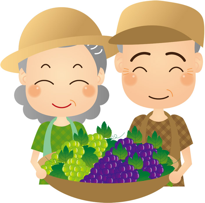 葡萄農家の老夫婦