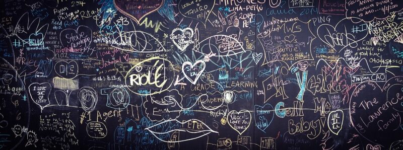 落書き 黒板 愛 手 描かれた バレンタイン 心臓 いたずら書き お絵かき ロマンス 背景